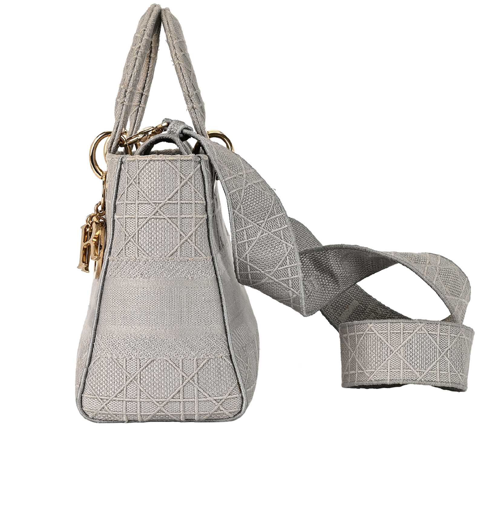 Medium D-Lite Lady Dior, &pound;2,100, Handbags, Grey, Canvas, Bottom view
